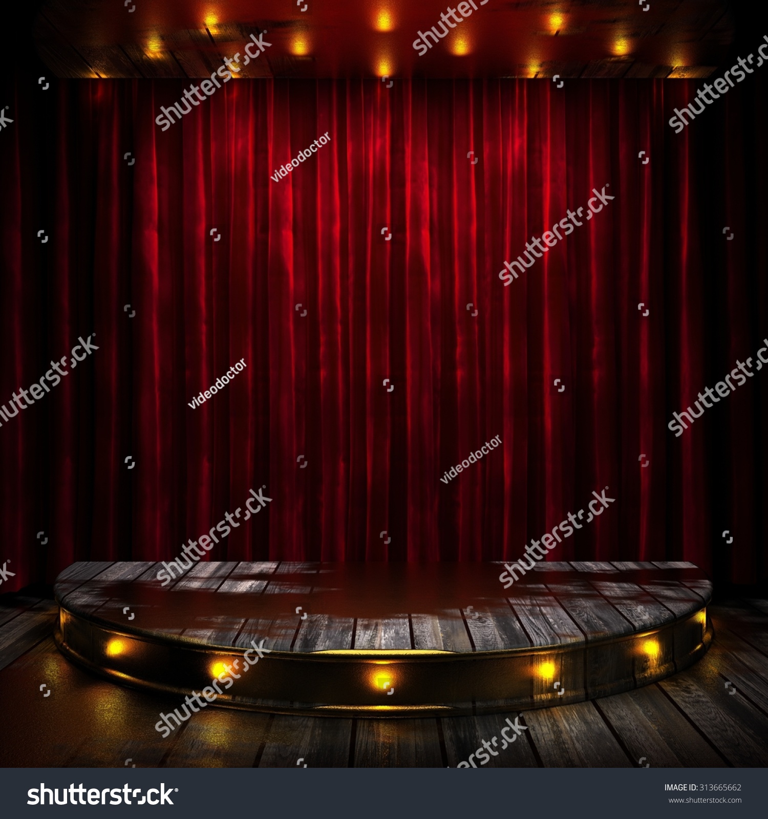 Red Curtain Stage With Lights Stock Photo 313665662 : Shutterstock