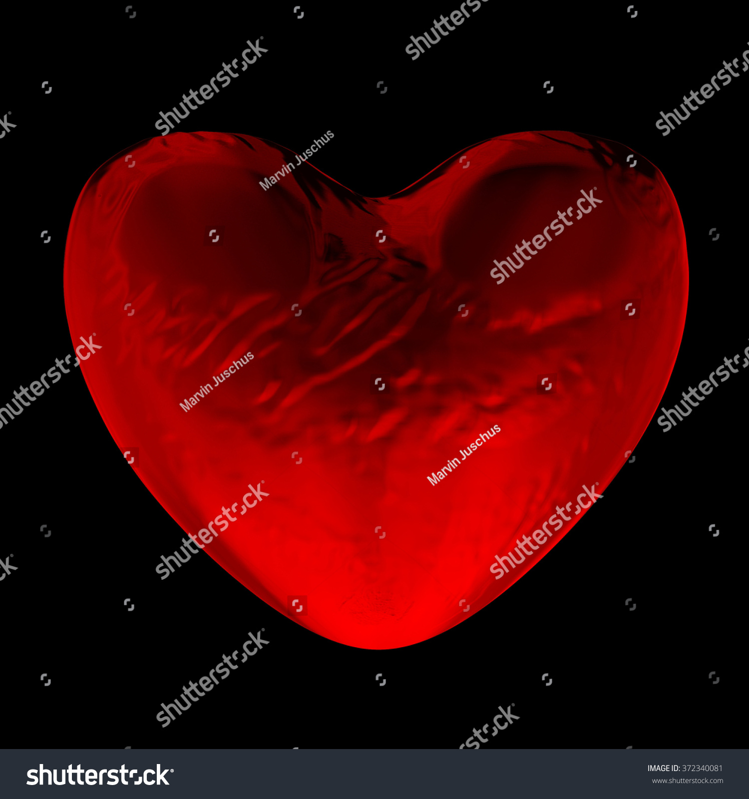 Red 3 D Heart Black Background Stock Illustration 372340081
