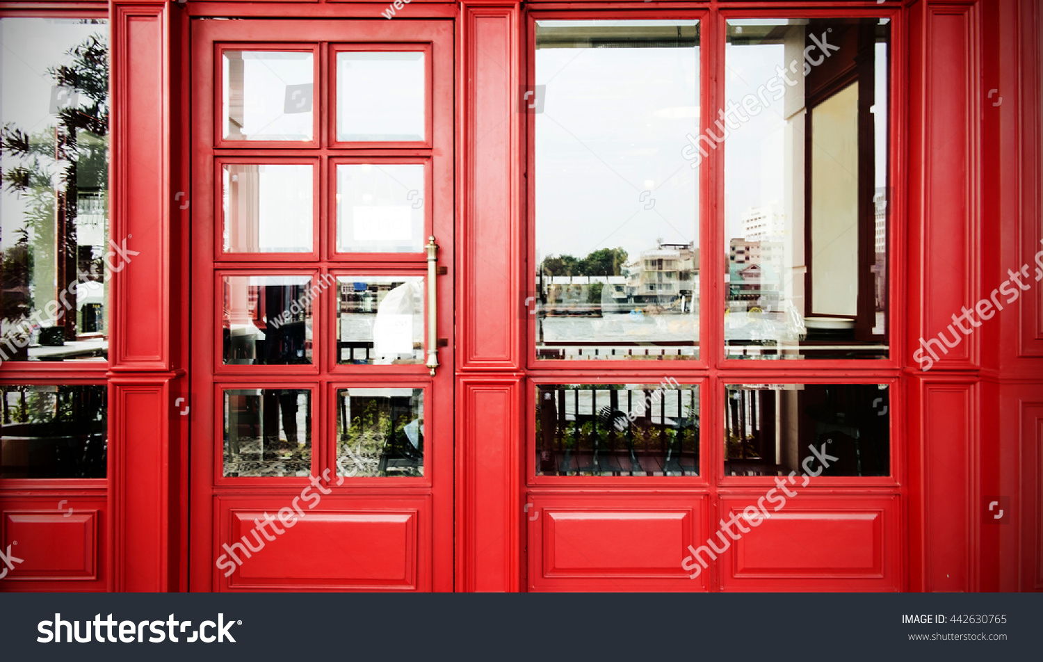 Red Door Restaurant Stock Photo Edit Now 442630765