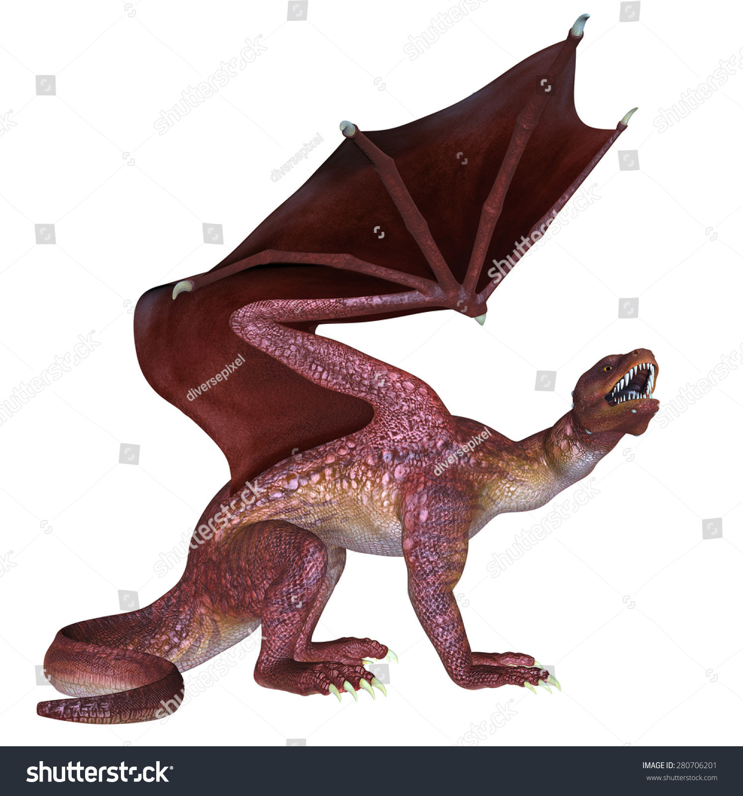 Red Dragon - 3d Rendered Fantasy Creature Stock Photo 280706201 ...