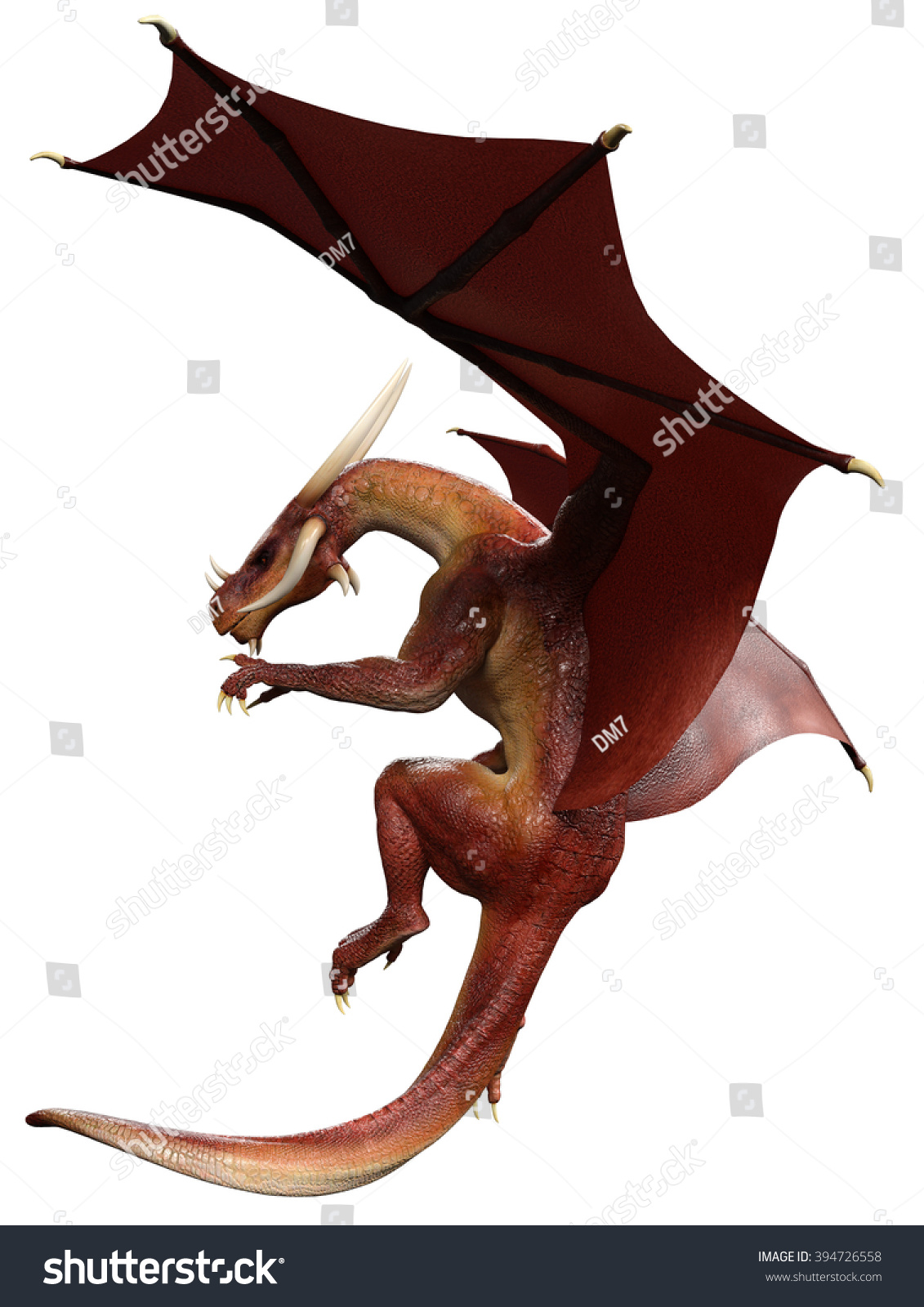 Red Dragon Flying Side View Stock Illustration 394726558 - Shutterstock