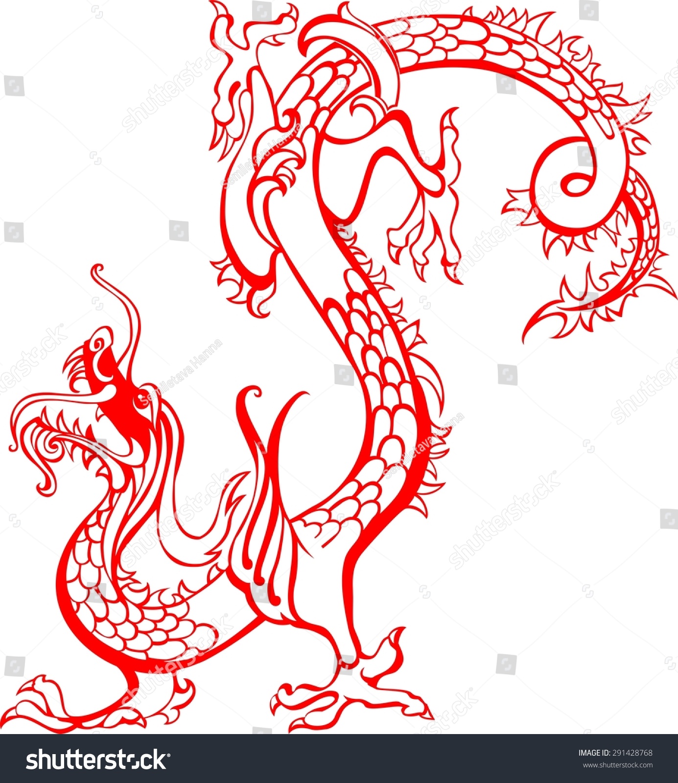 Red Dragon Isolated On White Background. Illustration - 291428768 ...