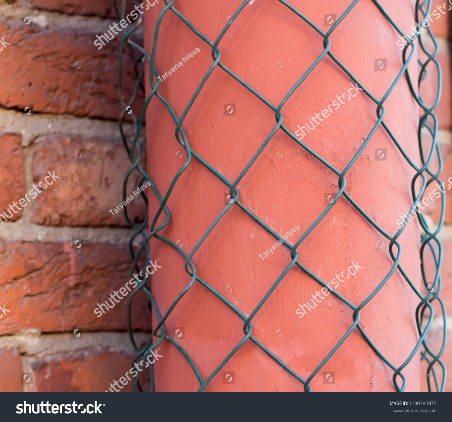 Red Drain Pipe Wrapped Vandalproof Mesh Stock Photo Edit Now 1190380075