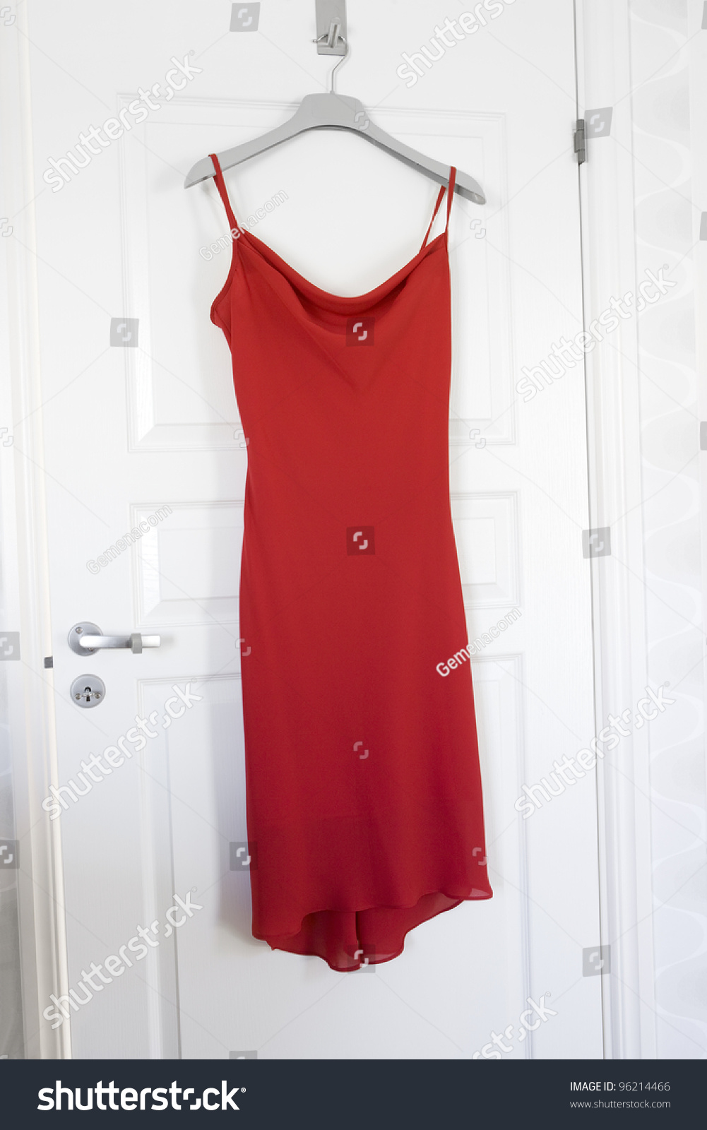 Red Dress Hanging On A Door Stock Photo 96214466 : Shutterstock