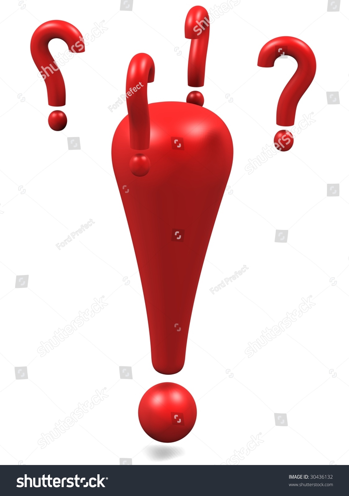 Red Exclamation Mark With Flying Question Marks Around The Head.High ...