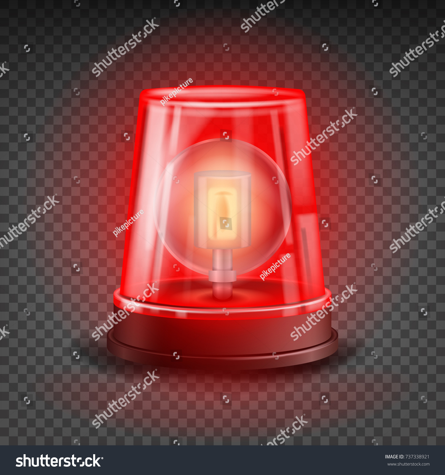 Red Flasher Siren Realistic Object Light Stock Illustration