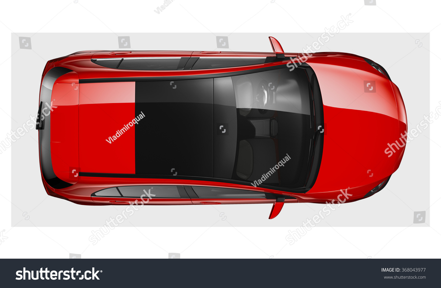 赤い一般車 平面図 のイラスト素材