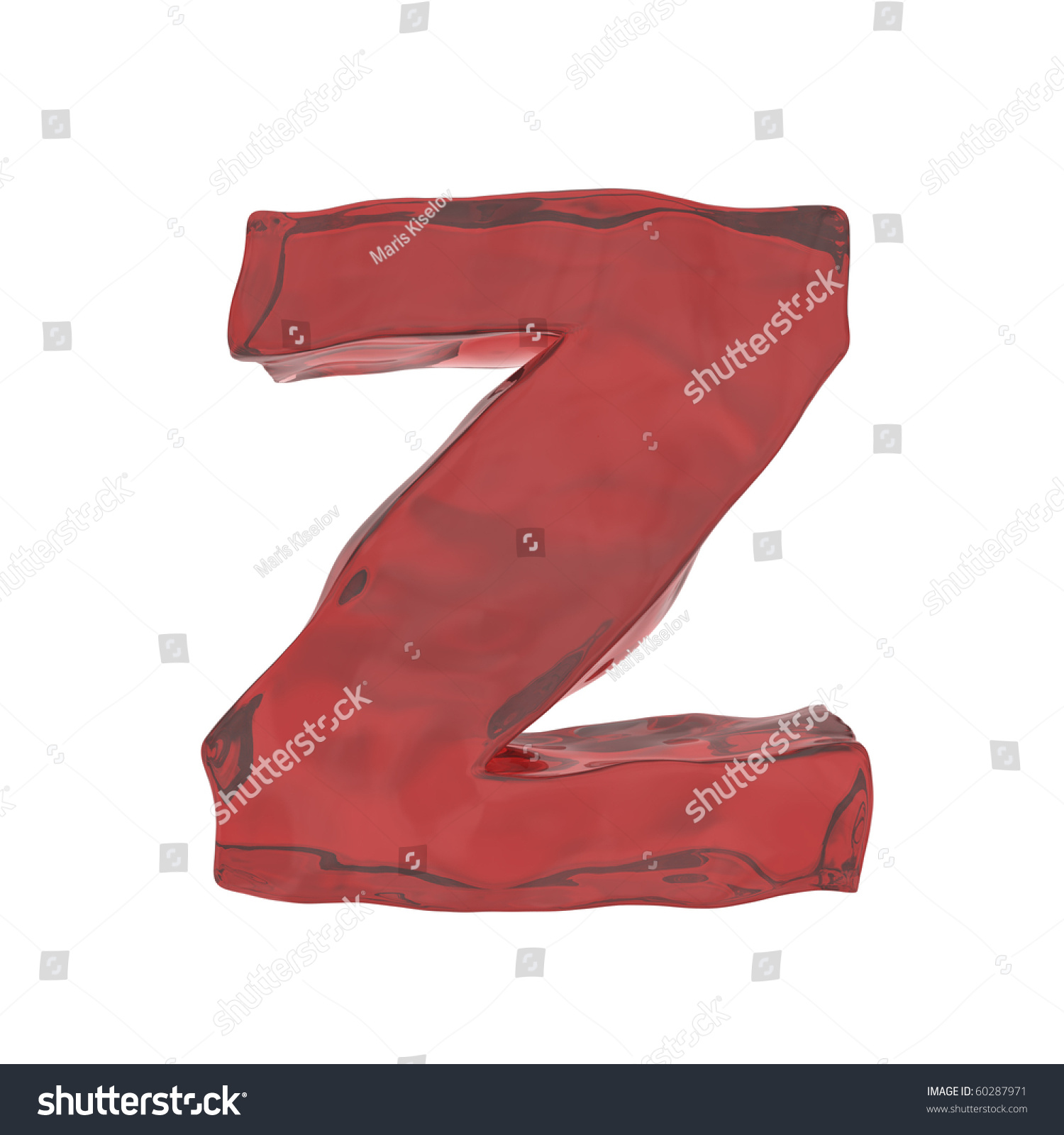 Red Glass Alphabet Letter Z Isolated On White Background With Alpha ...