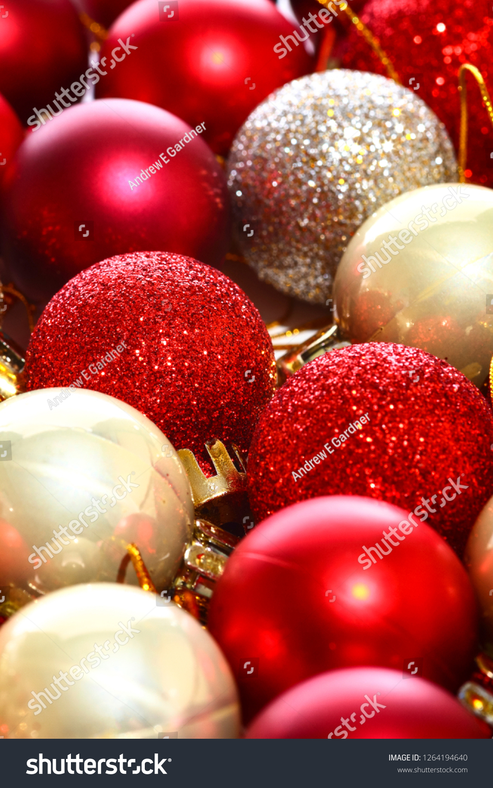 red and silver christmas baubles