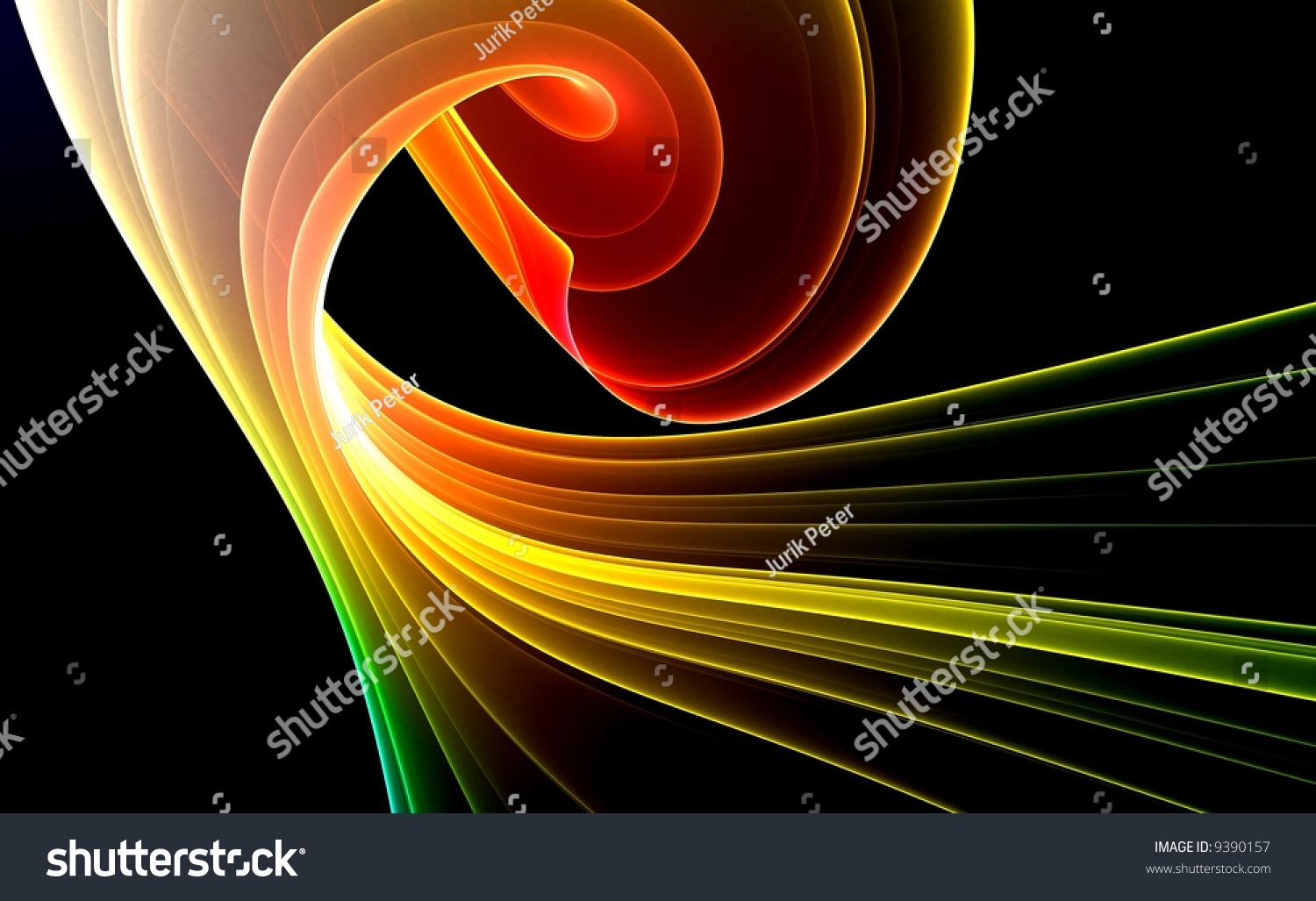 Red-Green Abstract Fractal On Black Background Stock Photo 9390157 ...