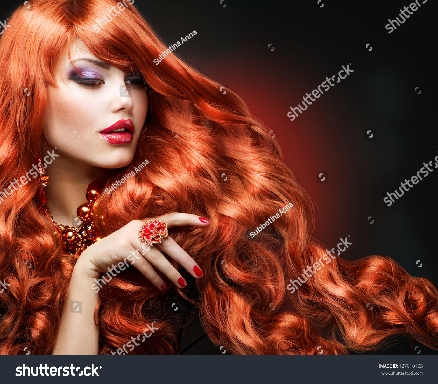 Red Hair Fashion Girl Portrait Long Stock Photo 127010105 - Shutterstock