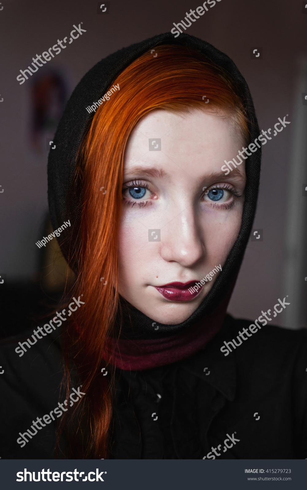 Redhaired Girl Pale Skin Blue Eyes Stock Photo Edit Now