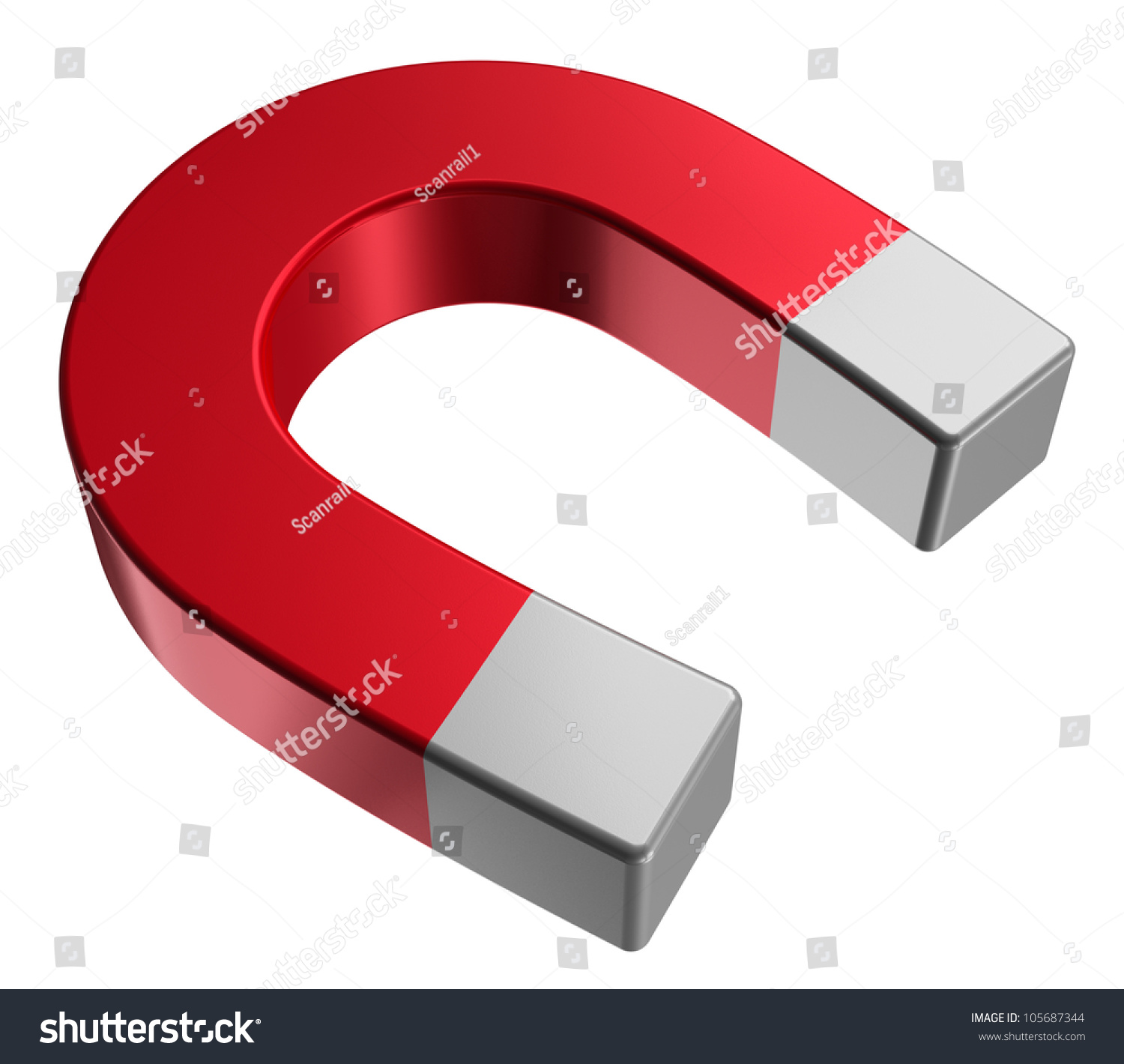 Red Horseshoe Magnet Isolated On White Stock Illustration 105687344 ...