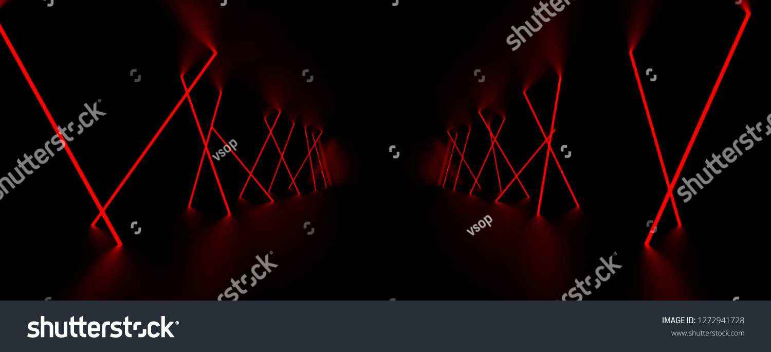 Red Laser Light Glow Dark Room Stockillustration 1272941728