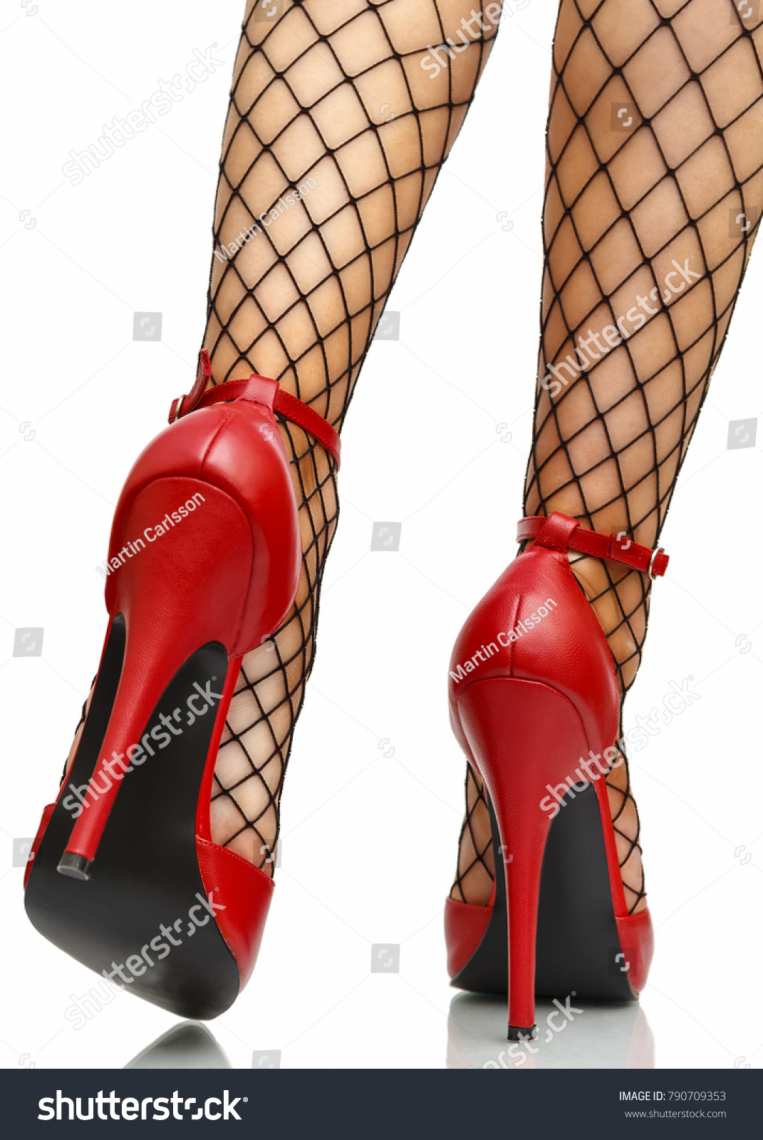 Red Leather High Heels Stilettos Ankle 