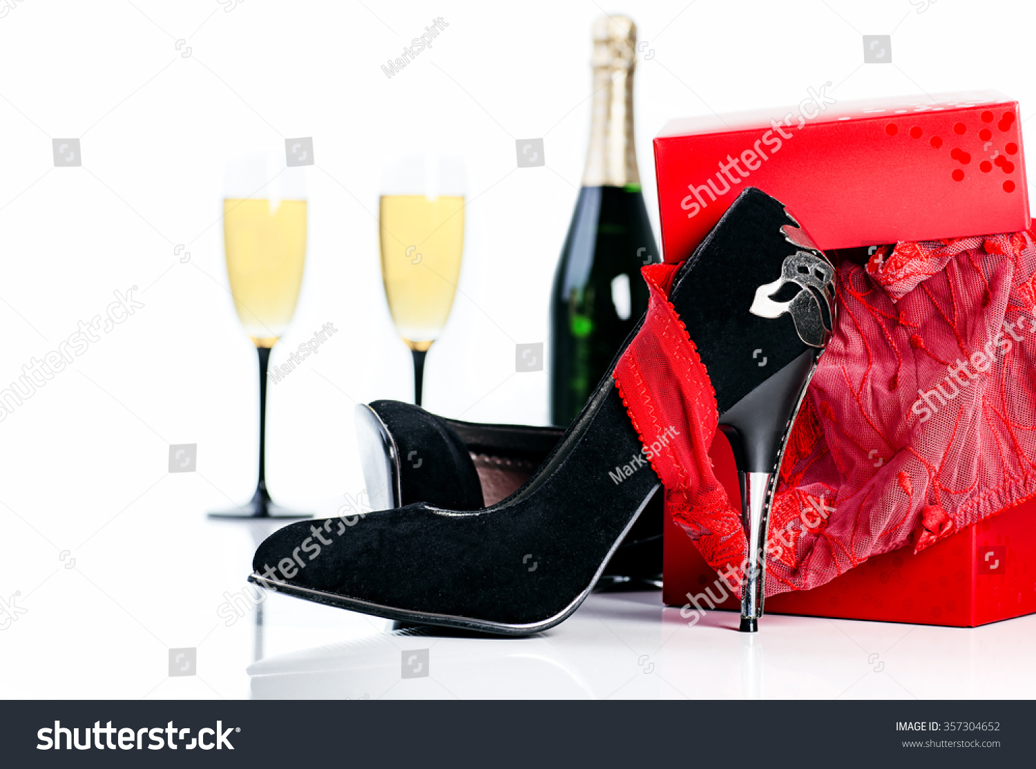 red glass heels