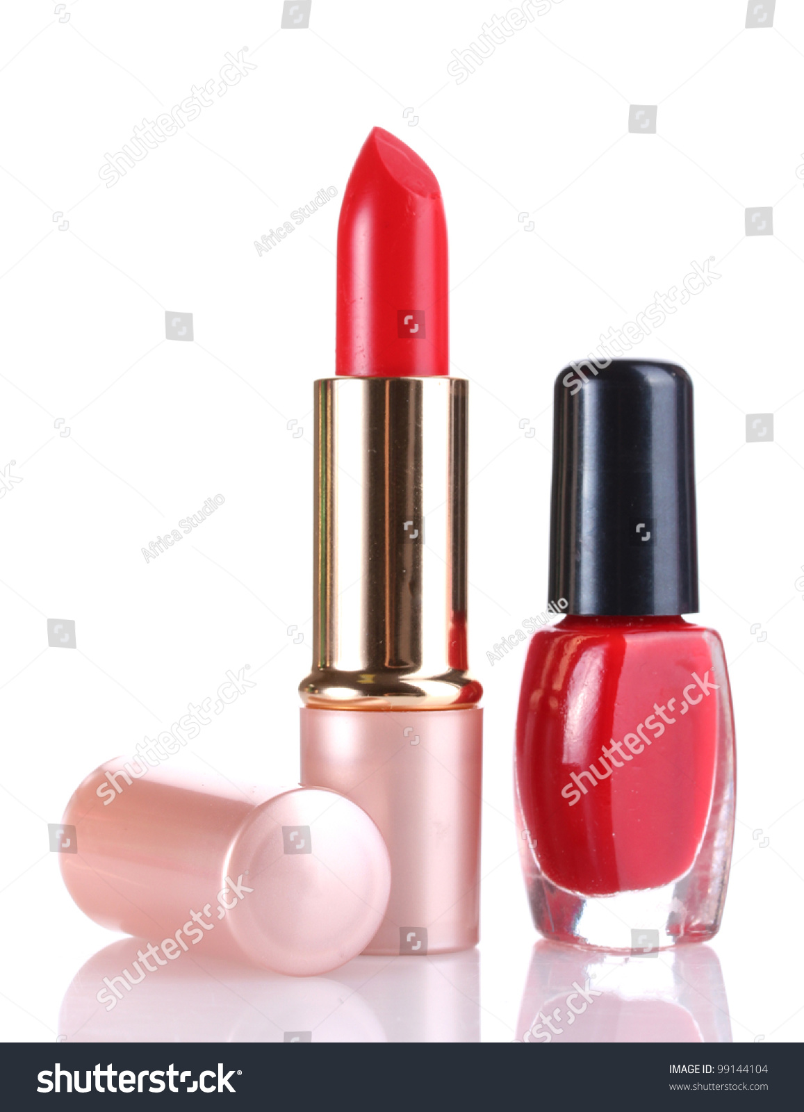 Red Lipstick And Nail Polish Isolated On White Stock Photo 99144104 ...