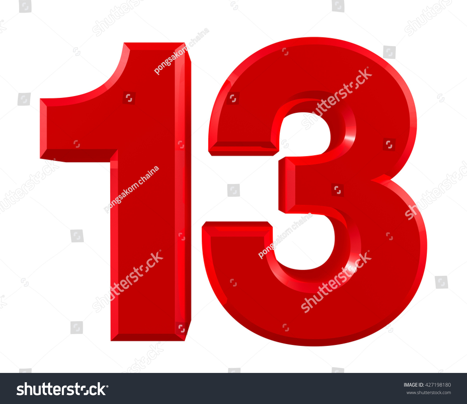 Red Numbers 13 On White Background Stock Illustration