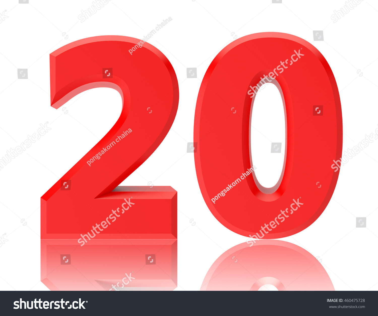 Red Numbers 20 On White Background Stock Illustration 460475728 ...