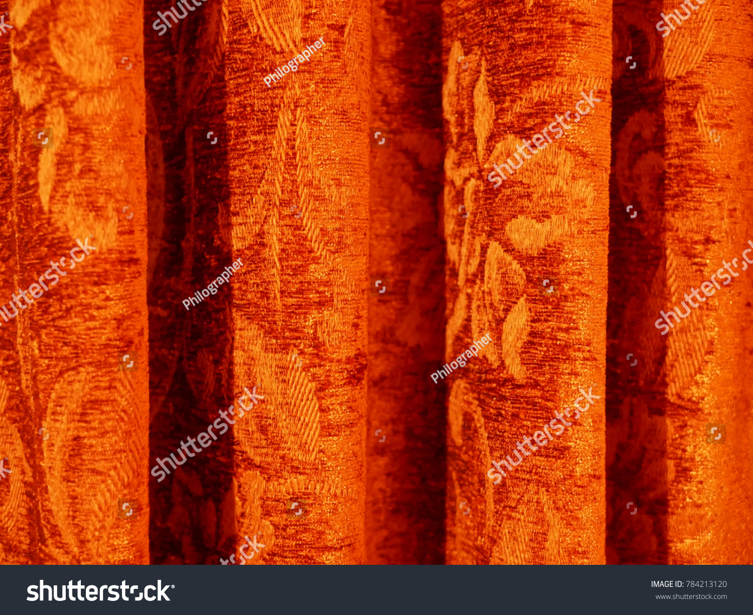 orange curtain material