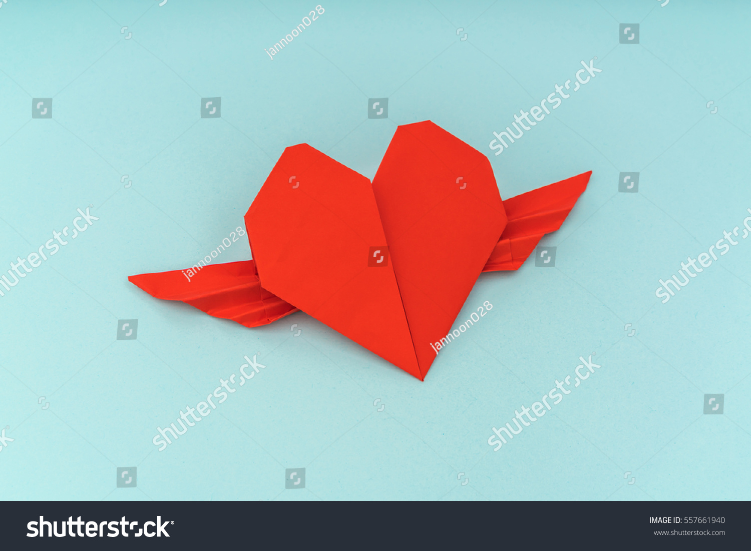 Red Paper Origami Heart Wings On Stock Photo Edit Now