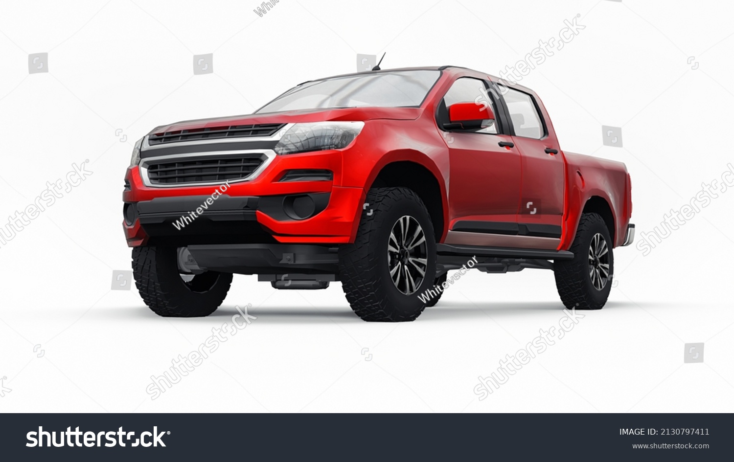 Red Pickup Car On White Background Stock Illustration 2130797411 ...