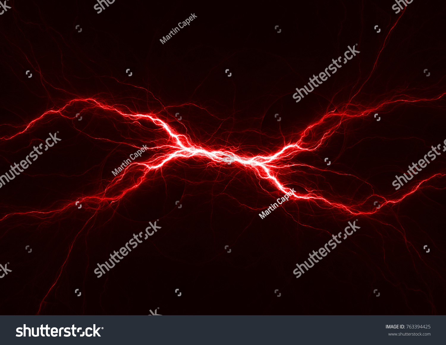 抽象的な電気背景に赤いプラズマ稲妻 のイラスト素材