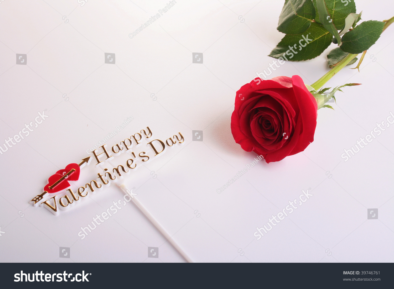 Red Rose Inscription Happy Valentines Day Royalty Free Stock Image