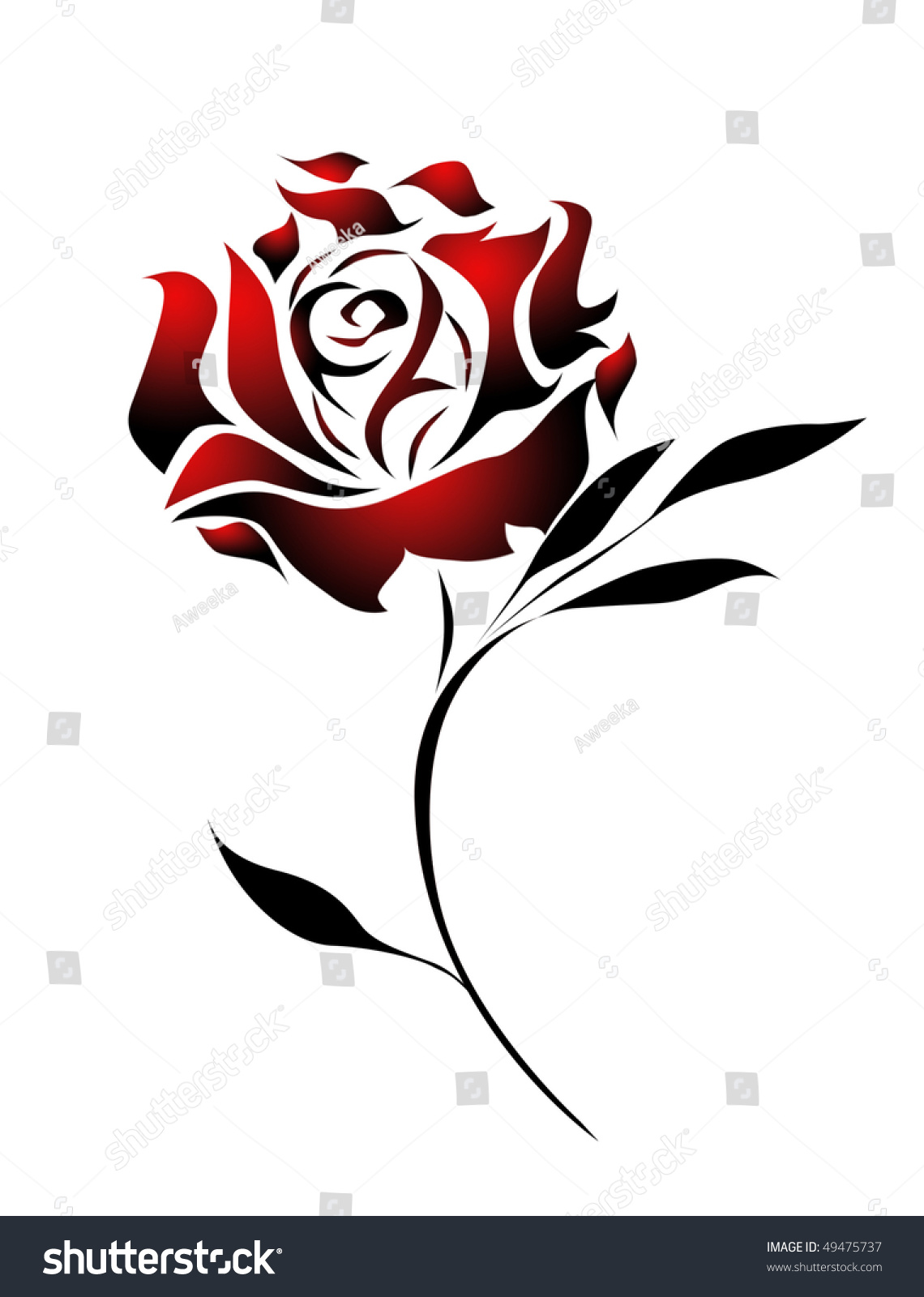 Red Rose Tattoo Design Path Stock Illustration 49475737 ...