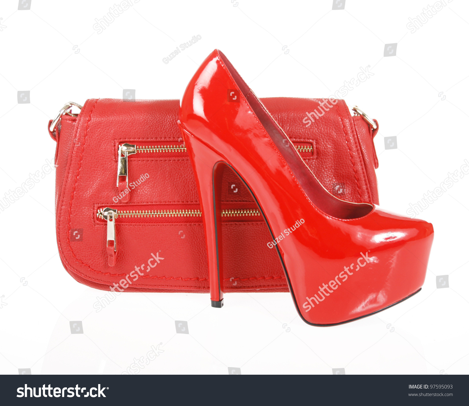 red shoes and clutch bag