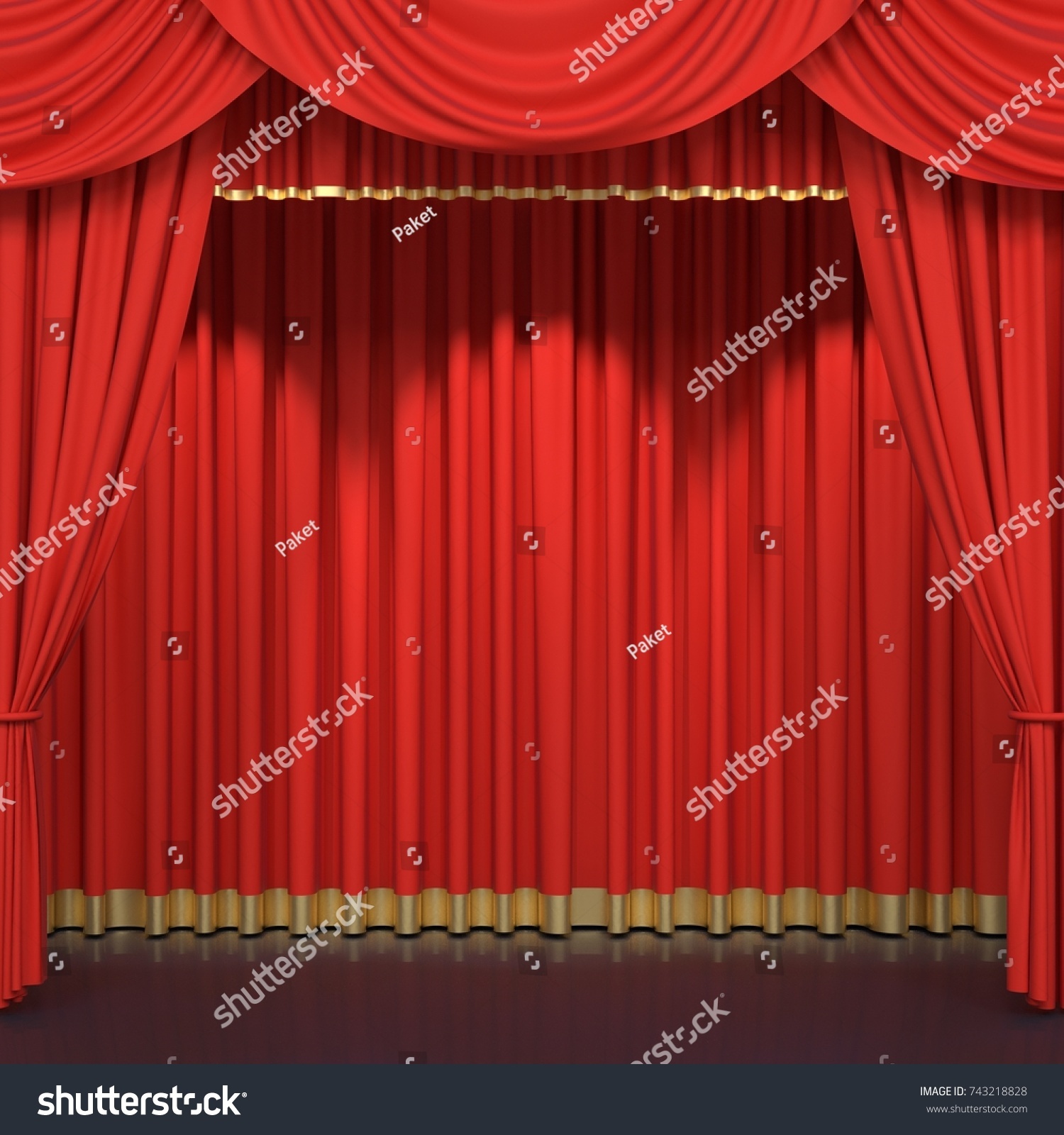 Red Stage Curtains Luxury Red Velvet Stock Illustration 743218828