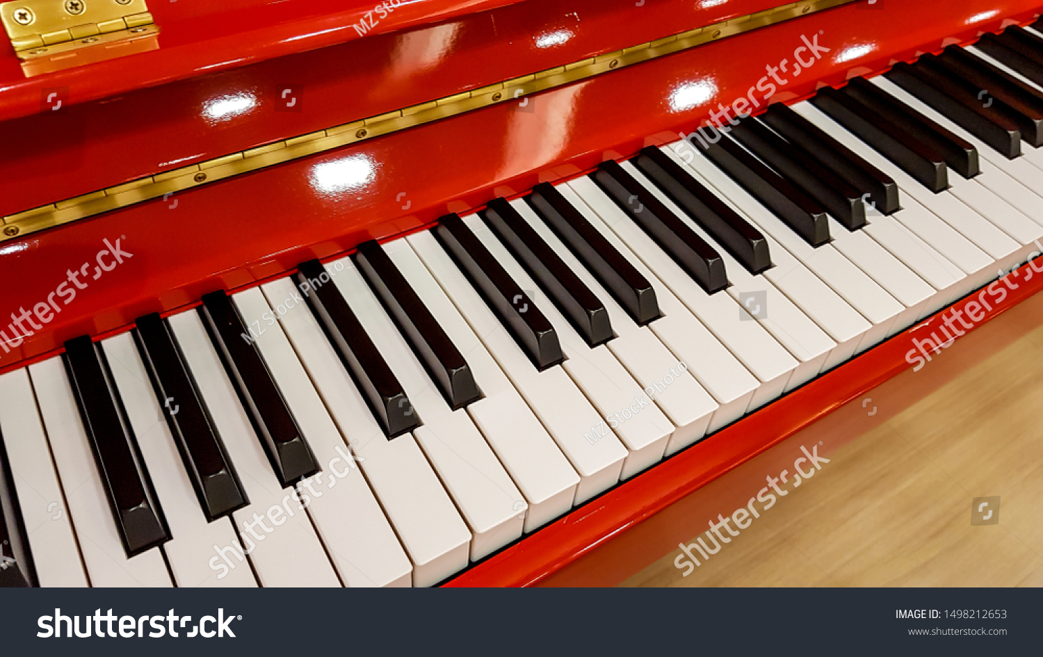 Red Stand Piano Wooden Floor Stock Photo Edit Now 1498212653