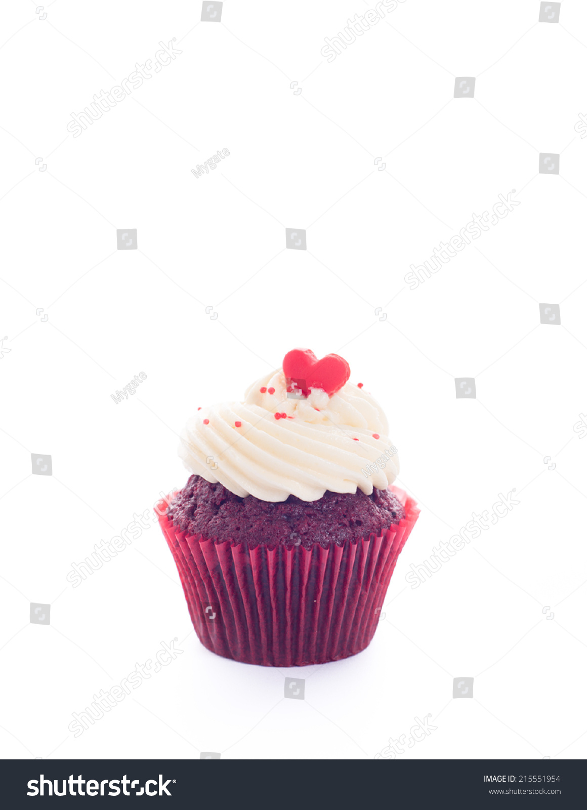 Red Velvet Cupcake On White Background Stock Photo (Edit Now) 215551954