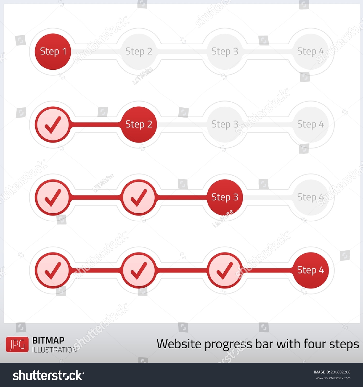 Red Website Progress Bar Four Steps 스톡 일러스트 200602208 | Shutterstock
