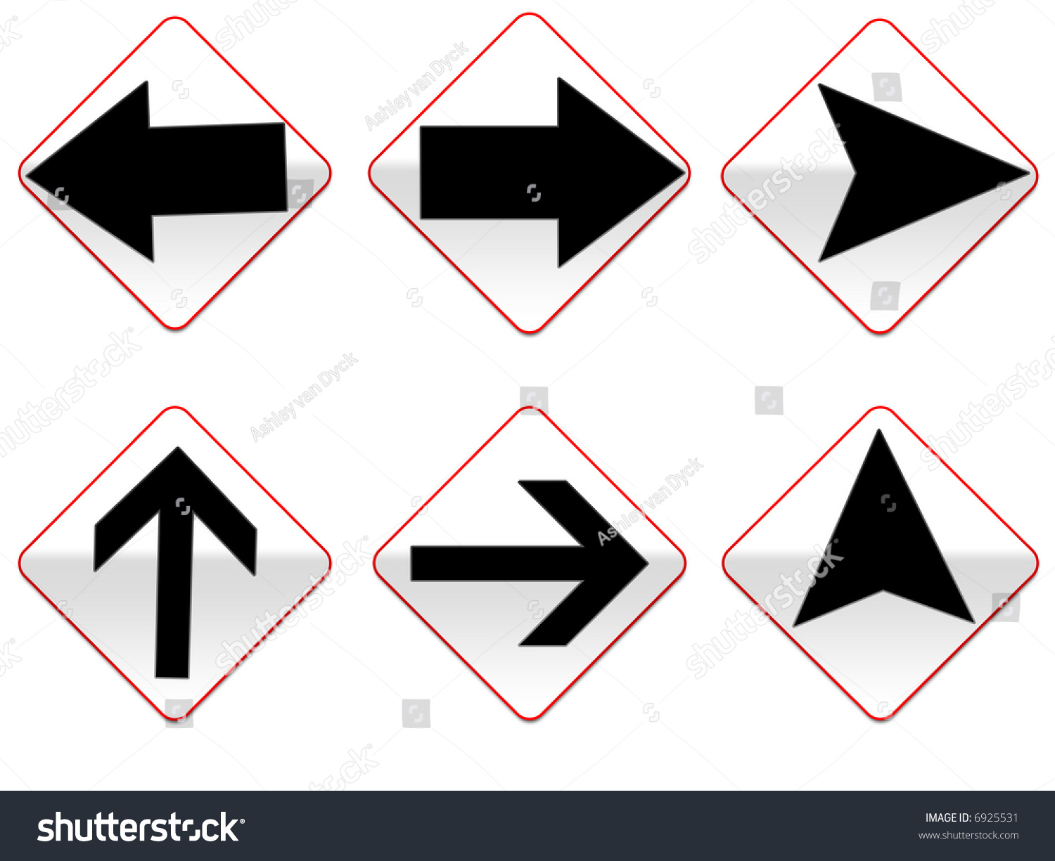 Red White Black Arrow Signs Stock Illustration 6925531