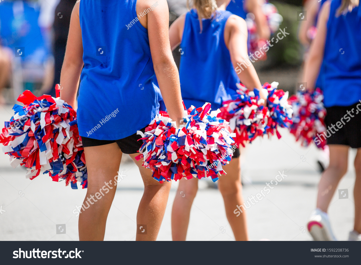 Red Blue Cheerleader Pom Poms Stock Photo Now) 1592208736