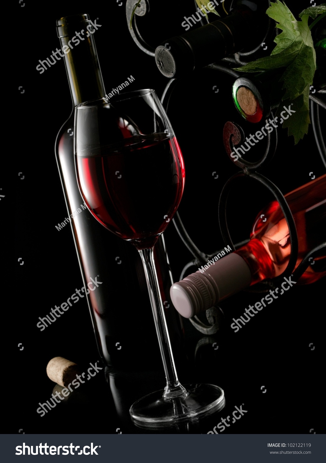 Red Wine Glass Bottles Wrought Iron Stock Photo Edit Now 102122119