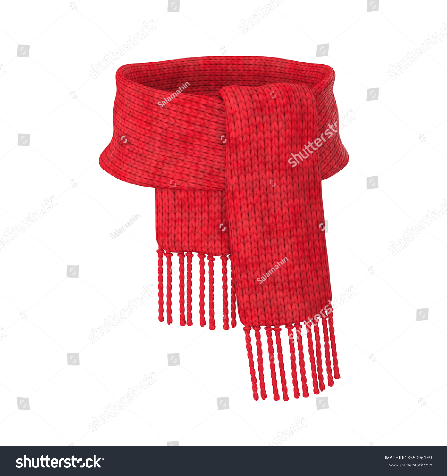 Red Wool Scarf On White Background Stock Illustration 1855096189 ...