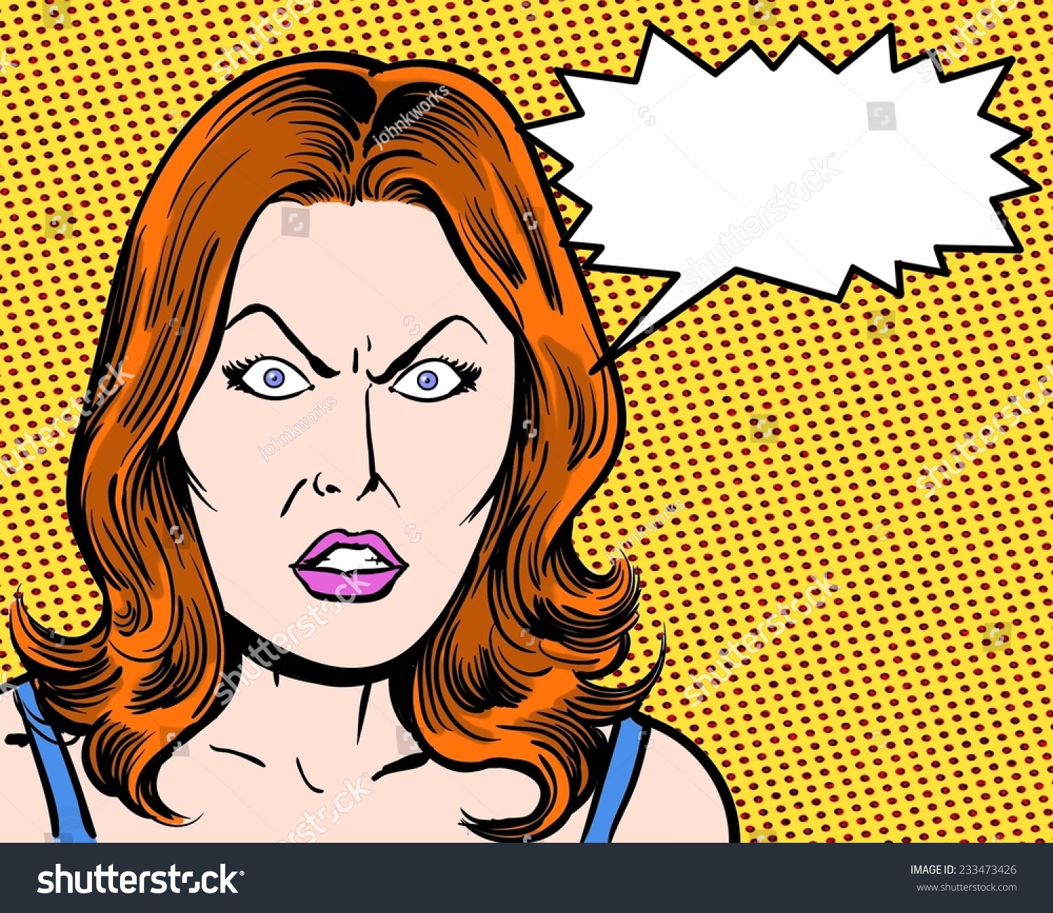 Redhead Comic Pop Art Character Angry Stock Illustration 233473426