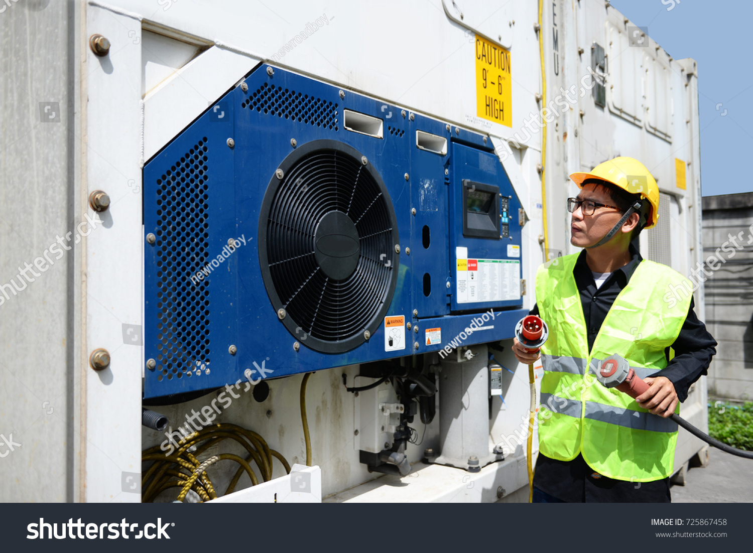 Reefer Container Technician Handling Plugs Prepare Stock Photo (Edit Now) 725867458 Shutterstock