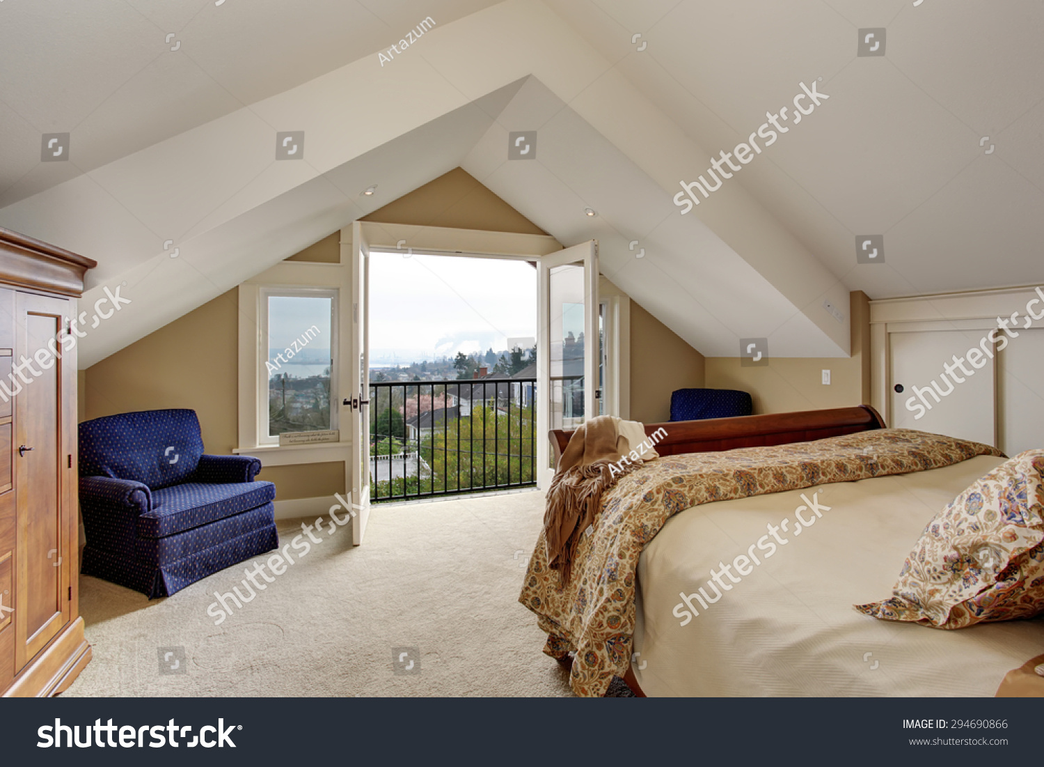 Refined Master Bedroom Carpet Nice Bedding Stock Photo Edit