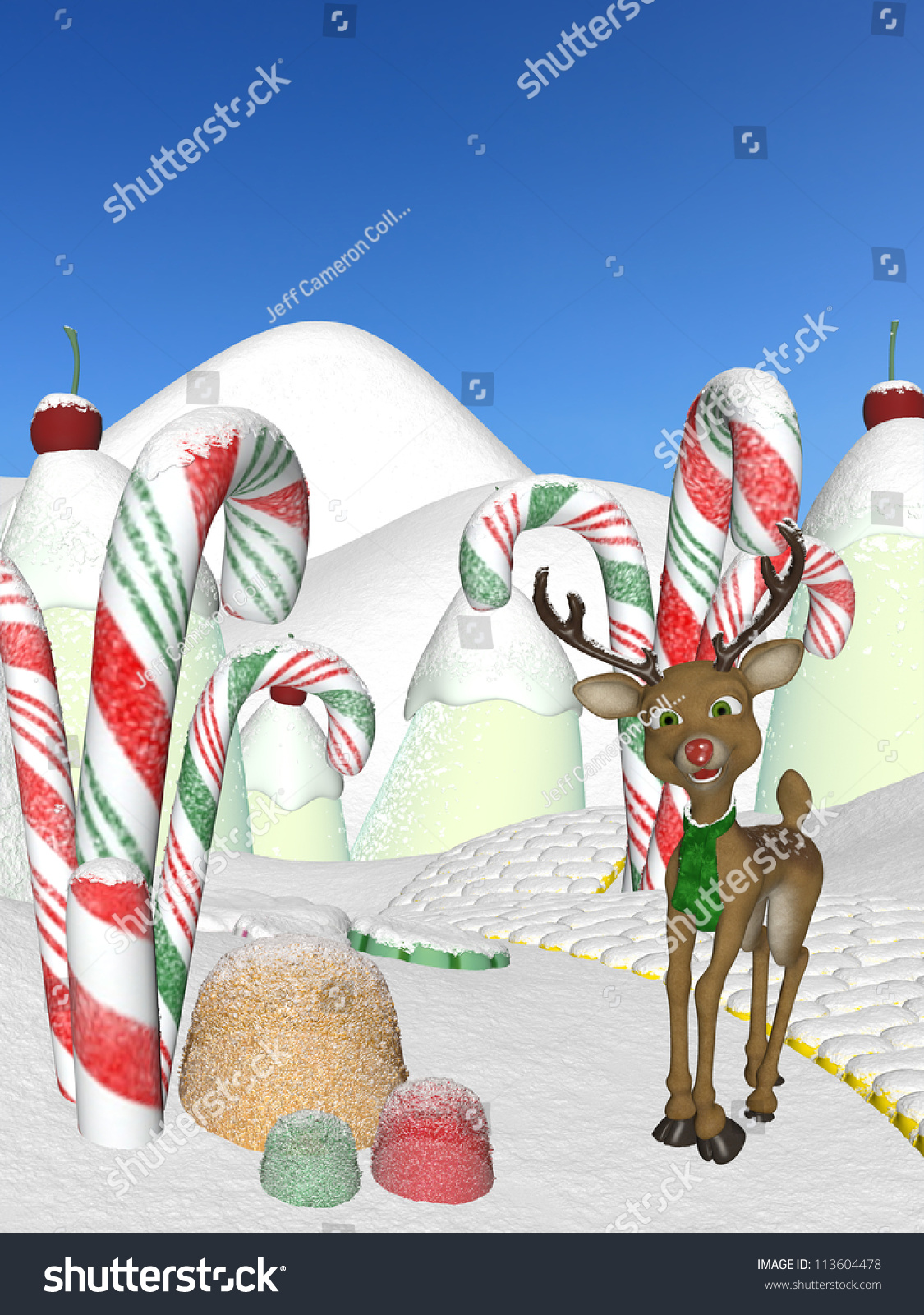 Candy Cane Forest From Elf Reindeer Candy Cane Forest 2 Santas Stock Illustration 113604478 |  Shutterstock