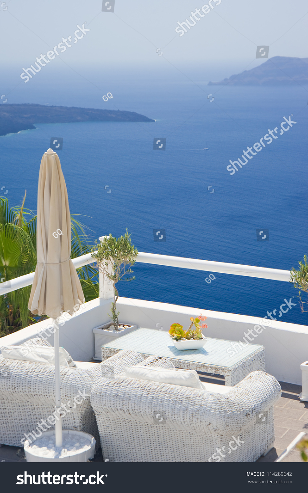 Relax At A Lounge,Santorini Island,Greece Stock Photo 114289642 ...