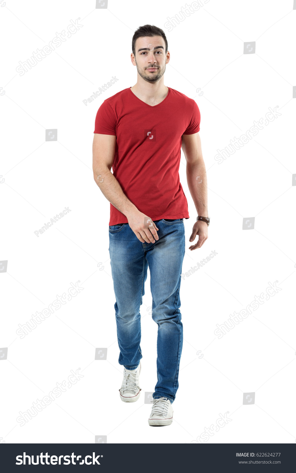 red t shirt jeans