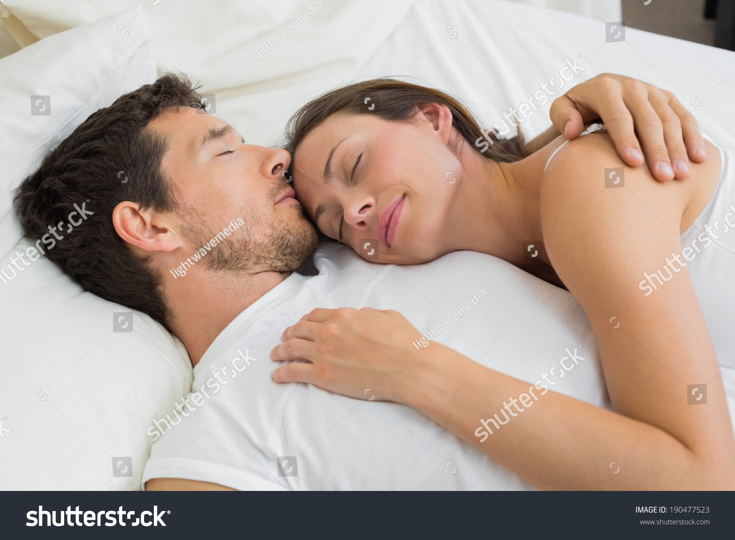 Relaxed Young Couple Sleeping Together Bed Stock Photo Edit Now