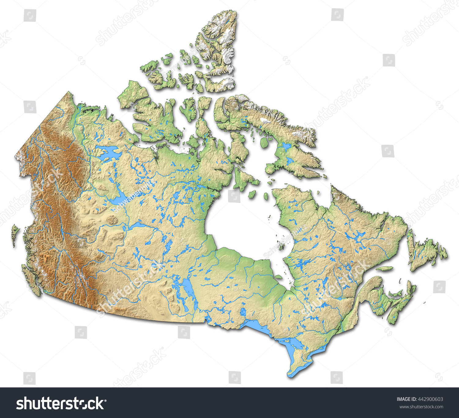 Relief Map Canada 442900603 Shutterstock   Stock Photo Relief Map Of Canada 442900603 