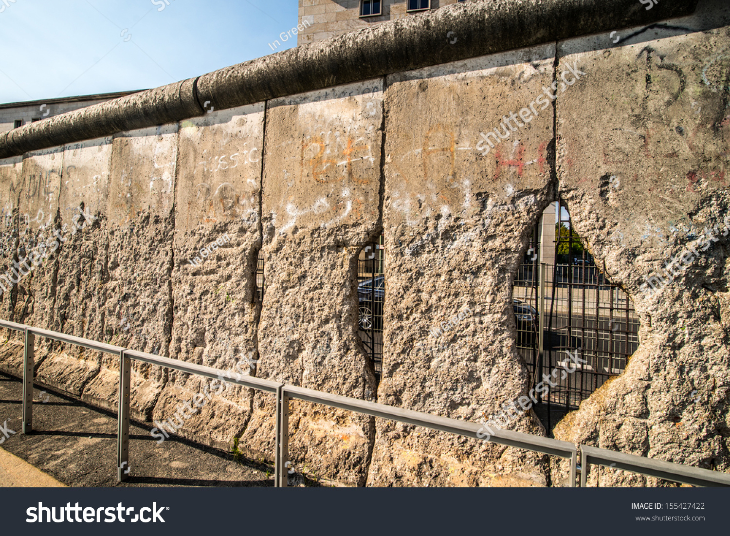 Remains Of The Berlin Wall Preserved Along Bernauer Strasse. Stock ...