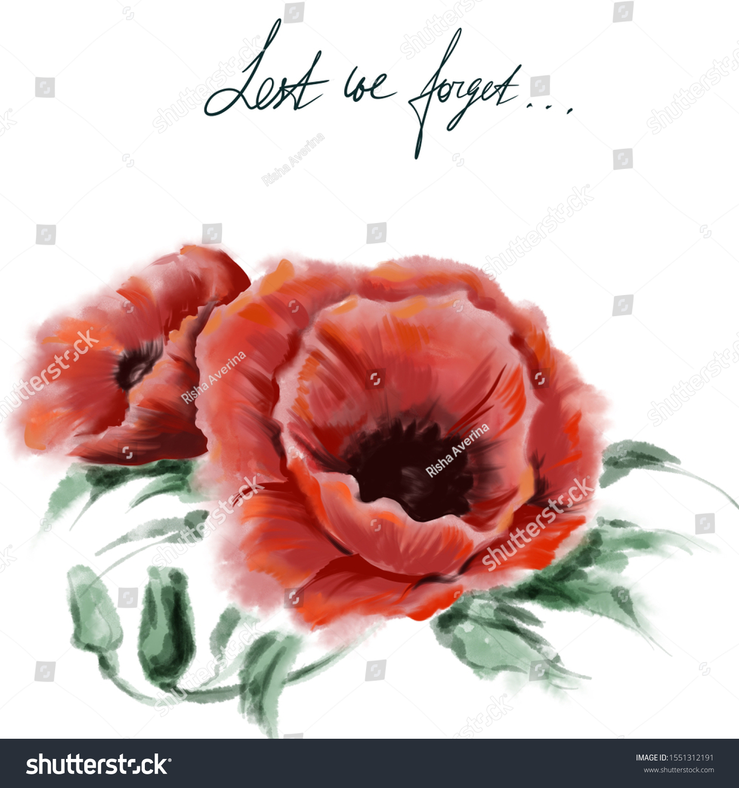 Remembrance Day Lest We Forget Poppy Stock Illustration 1551312191 ...