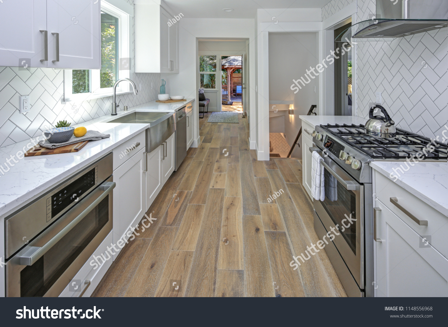 Remodeled Kitchen Room White Cabinets Marble Stock Photo Edit Now