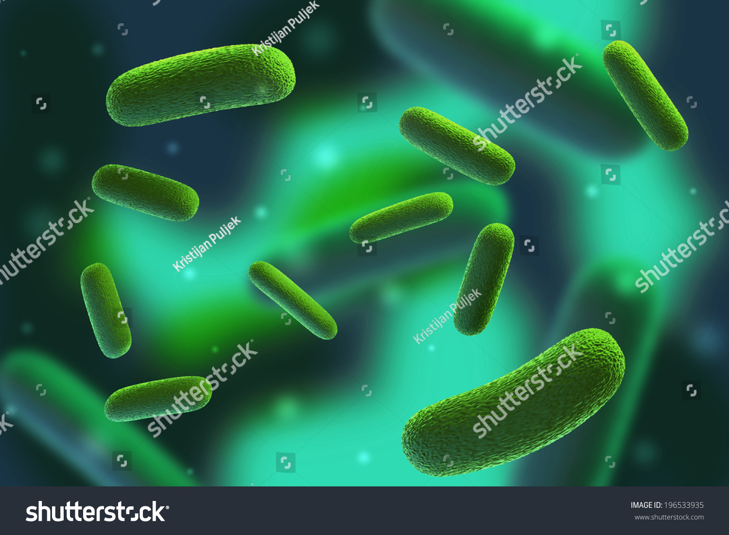 Rendered Green Bacteria Under Microscope Stock Photo 196533935 ...